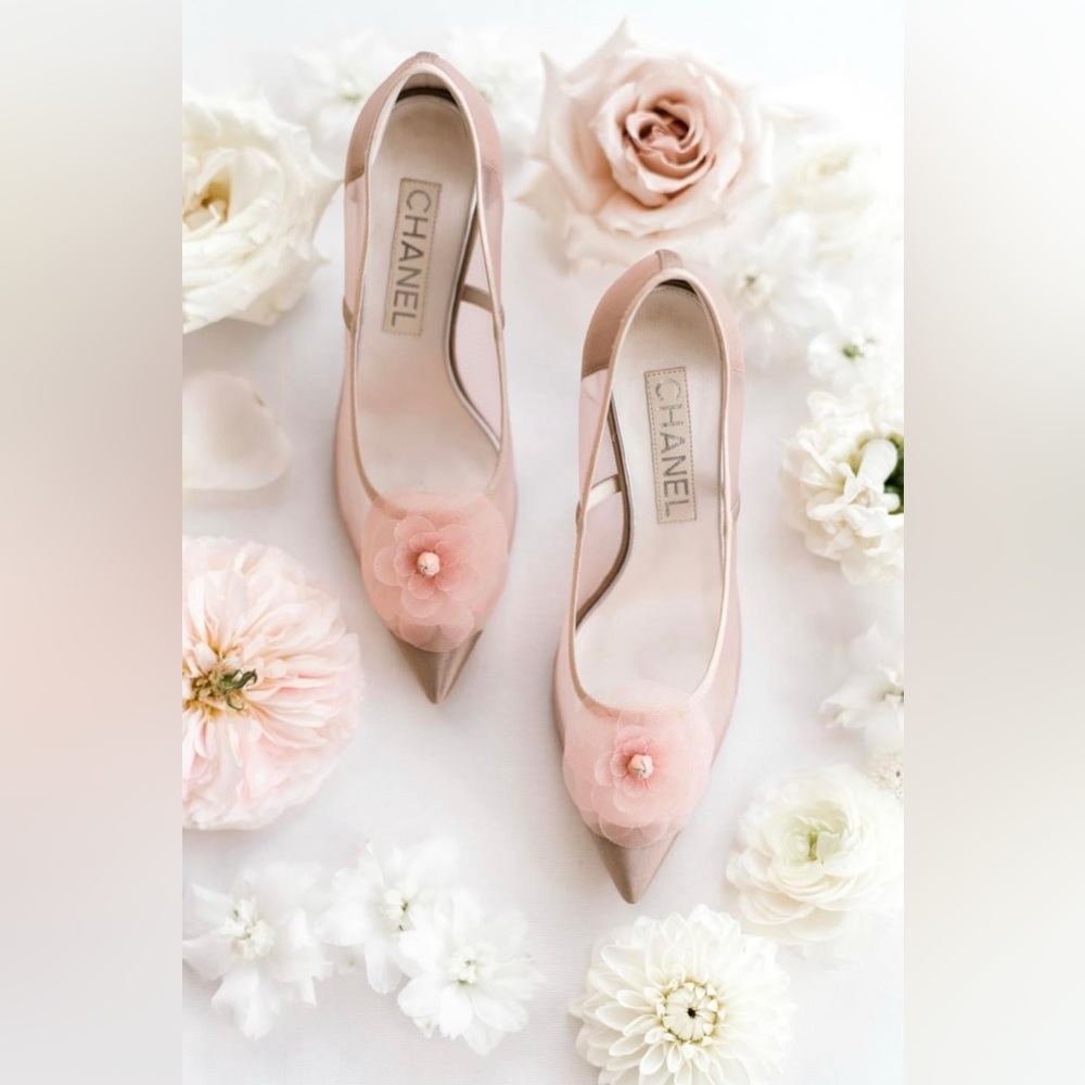 Chanel BNIB camelia mesh sheer pump heels logo size 39 - Picture 2 of 14